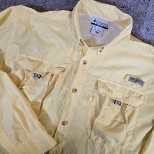 Columbia PFG Fishing Shirt Men's Medium Long Sleeve Button Up Vented Yellow